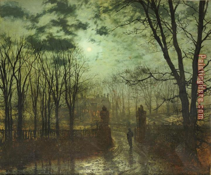 John Atkinson Grimshaw At the Park Gate